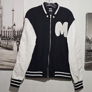 Black and White Varsity Jacket with M Patch